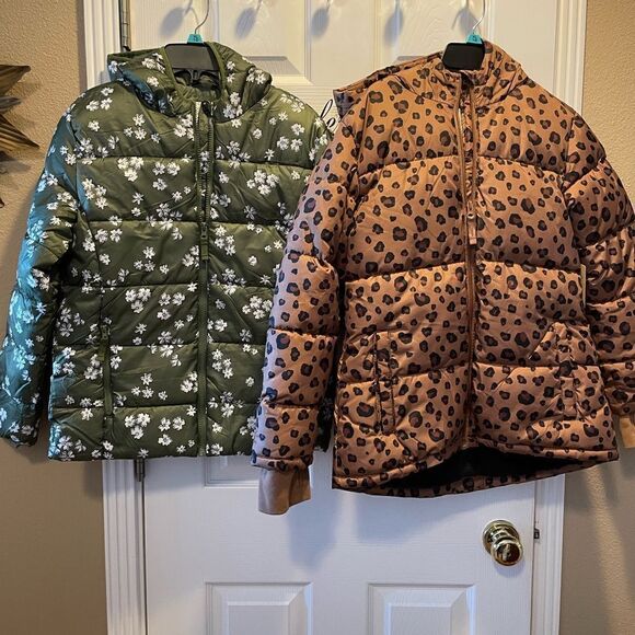 Girls Where Abouts Army Green Floral Coat and Animal Print Coat NWT Size 16 - Picture 2 of 16